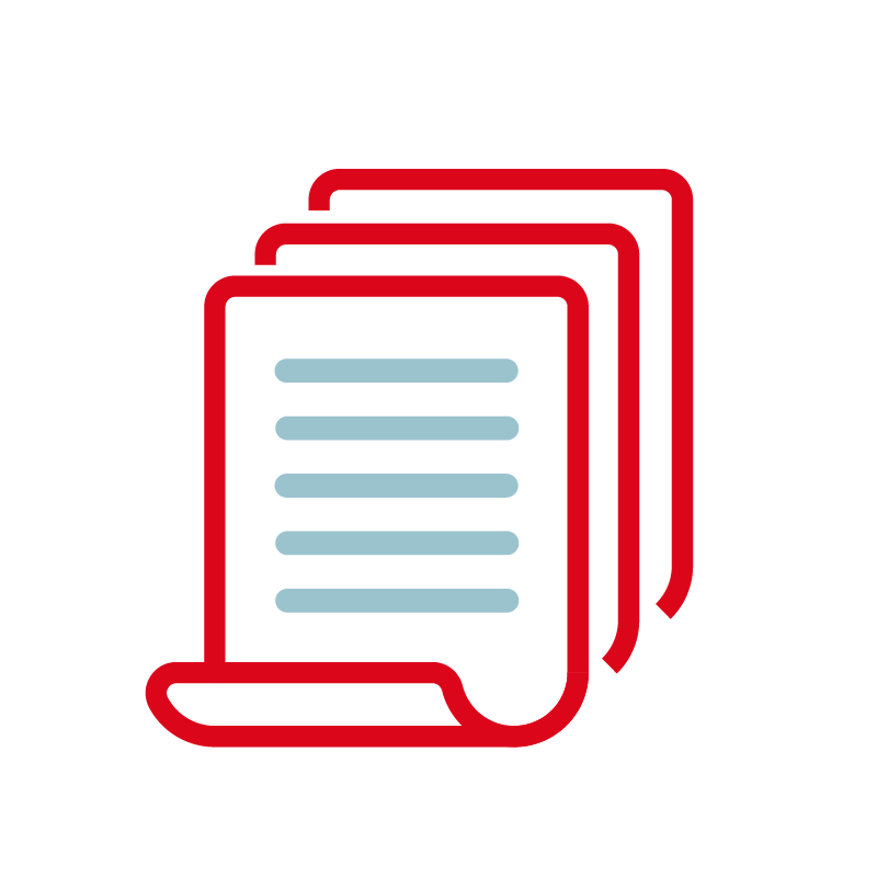 An icon depicting a stack of documents
